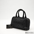 CHANEL Matelassé Caviar Leather Mini Boston Handbag Black with Guarantee Card