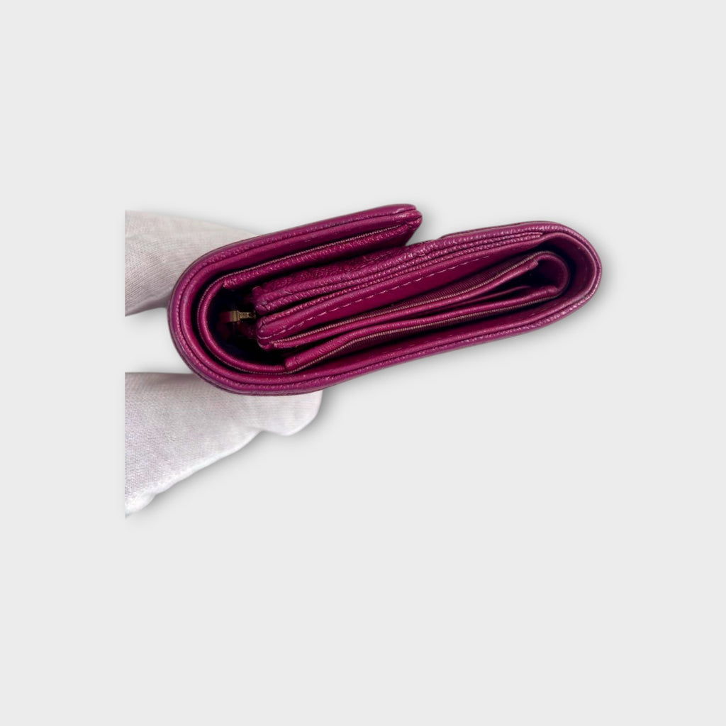 Chanel Boy Trifold Wallet in Pink Matelassé Caviar Skin