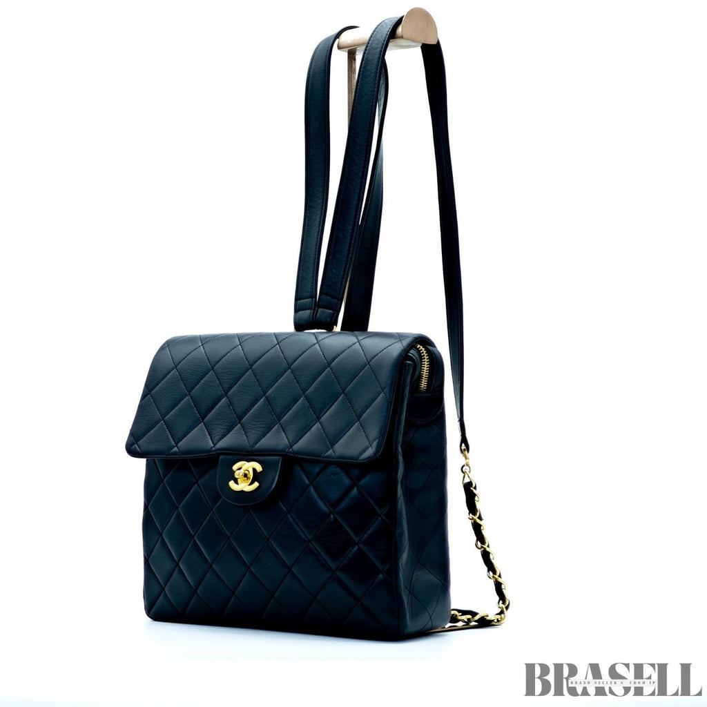 Chanel Matelassé Vintage Square Backpack 4B000272 Bag Flap Black Ladies