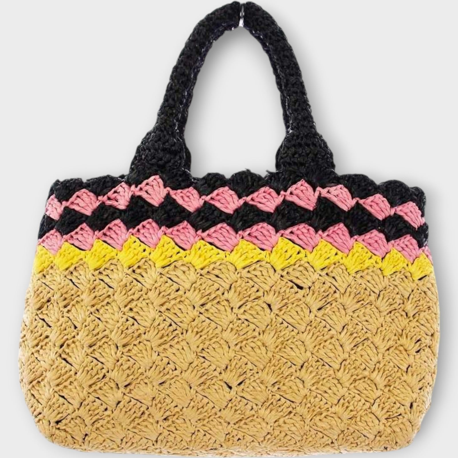 PRADA Canapa Raffia Basket Bag Tote Bag Handbag Beige 1BG889
