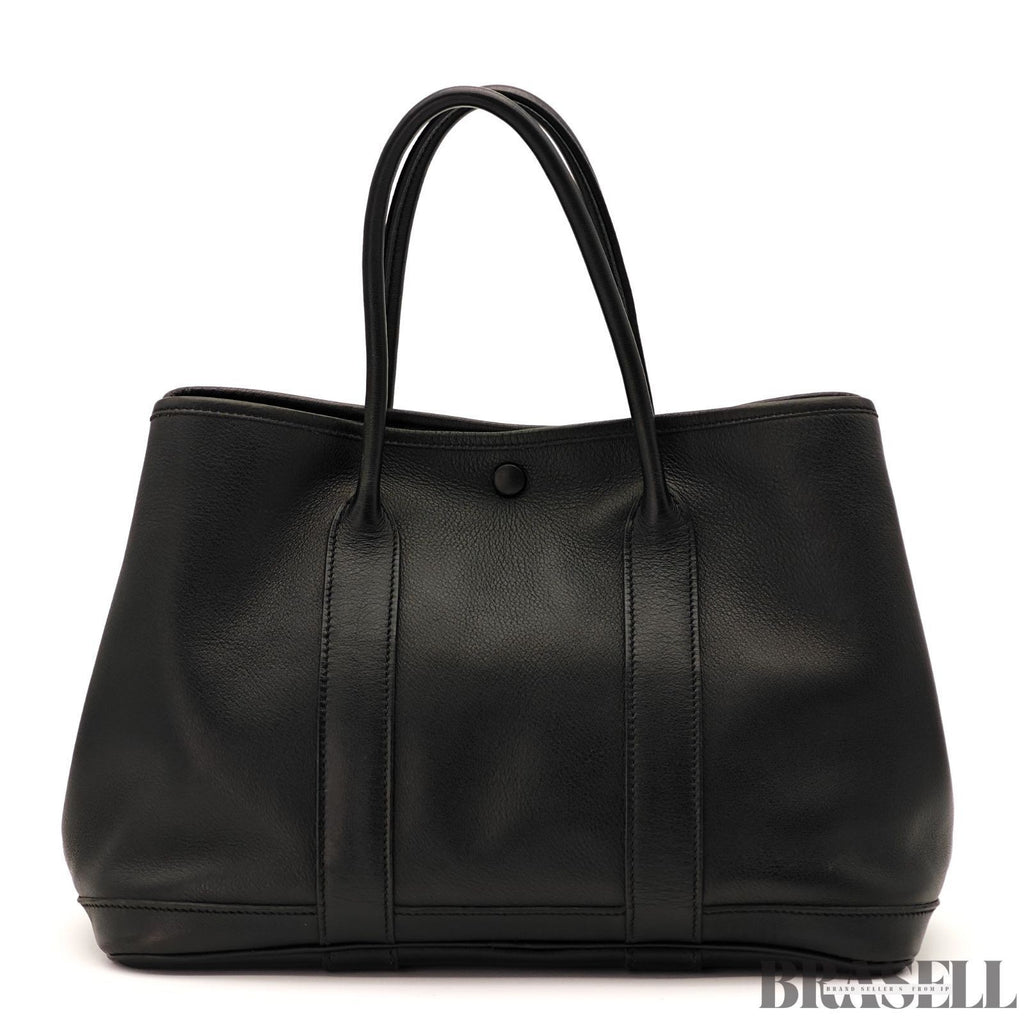 HERMES Garden Party TPM Noir Swift Leather Ginza Limited Edition Handbag Black