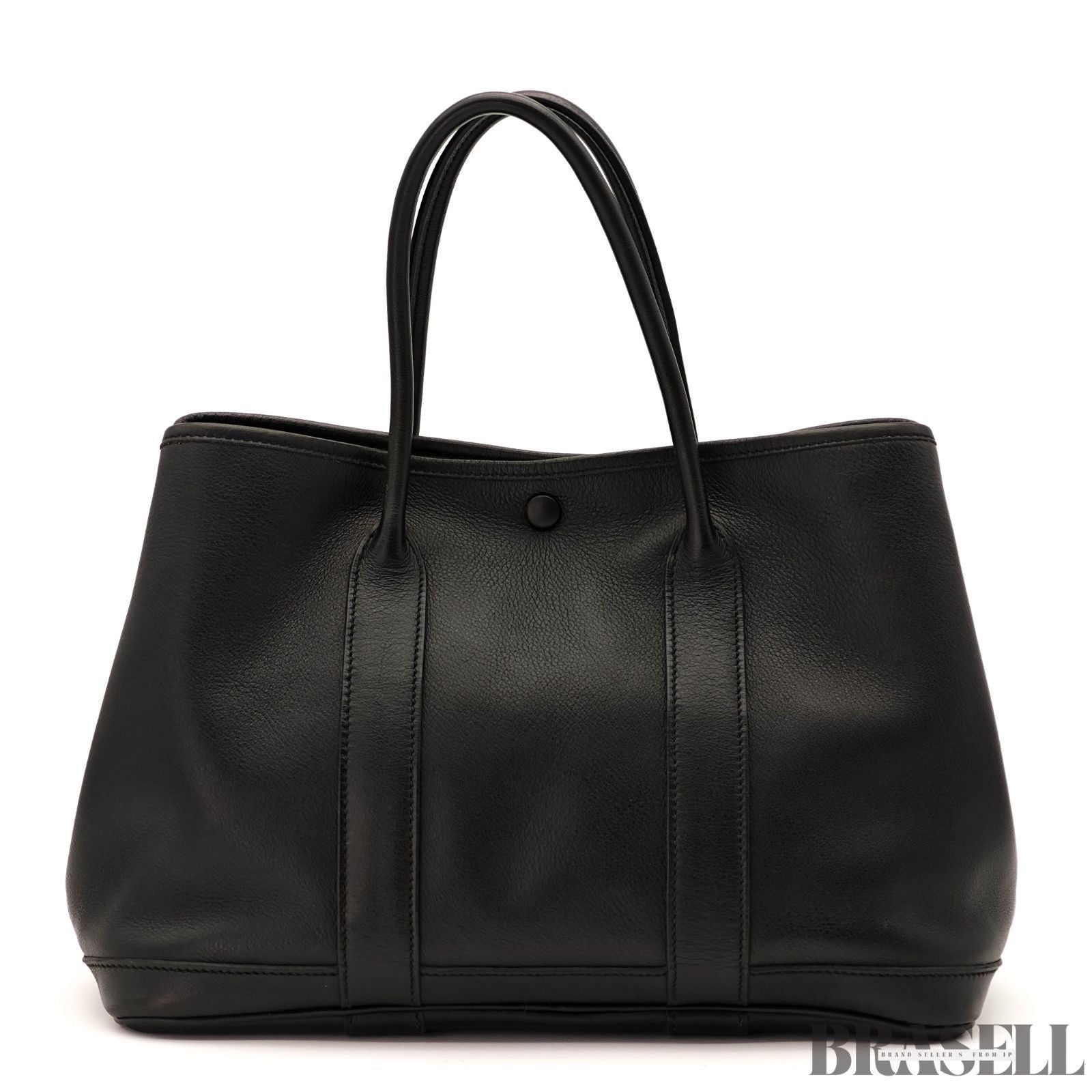 HERMES Garden Party TPM Noir Swift Leather Ginza Limited Edition Handbag Black
