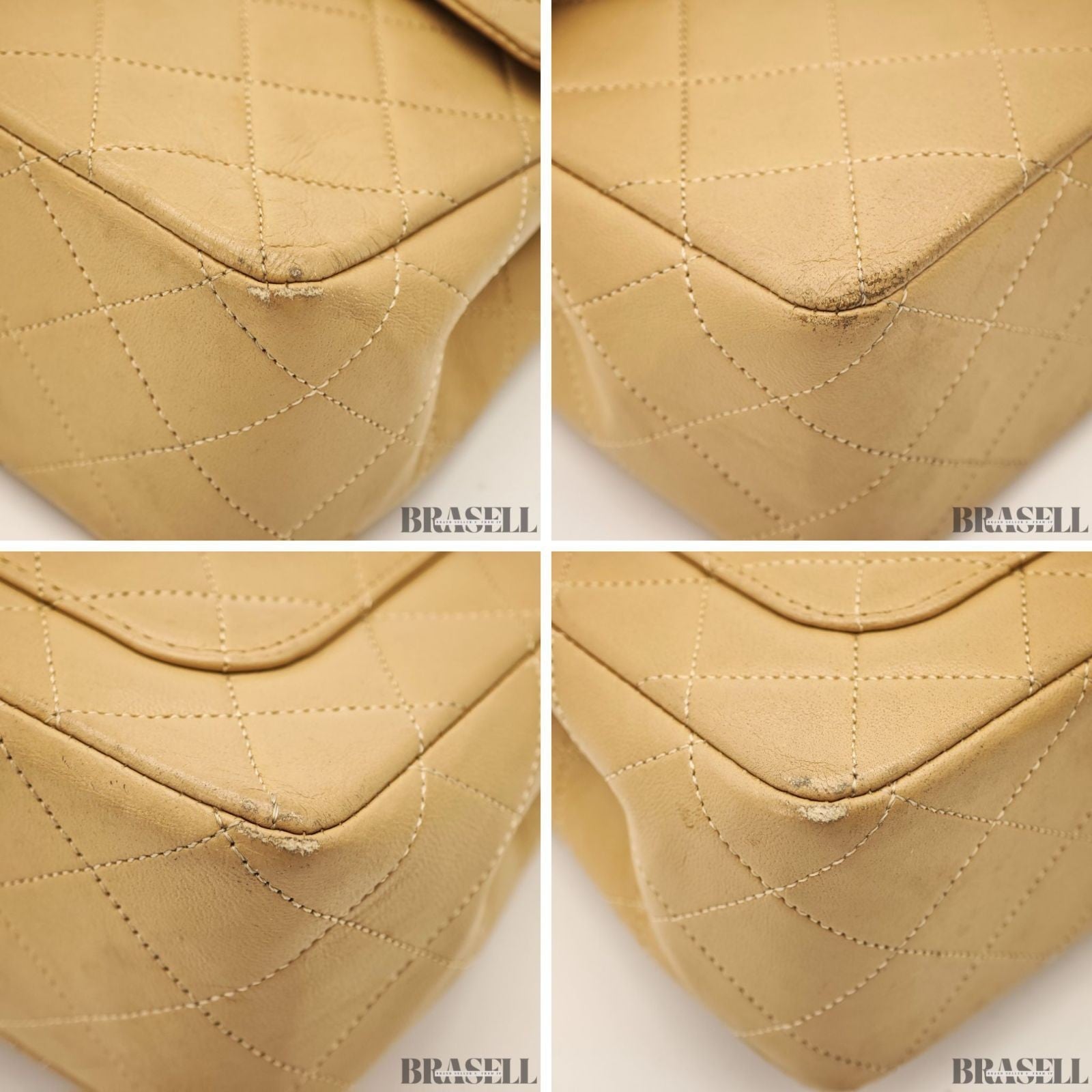 CHANEL Matelasse 25 Double Flap Lambskin 2-Way Shoulder Bag Beige Women's