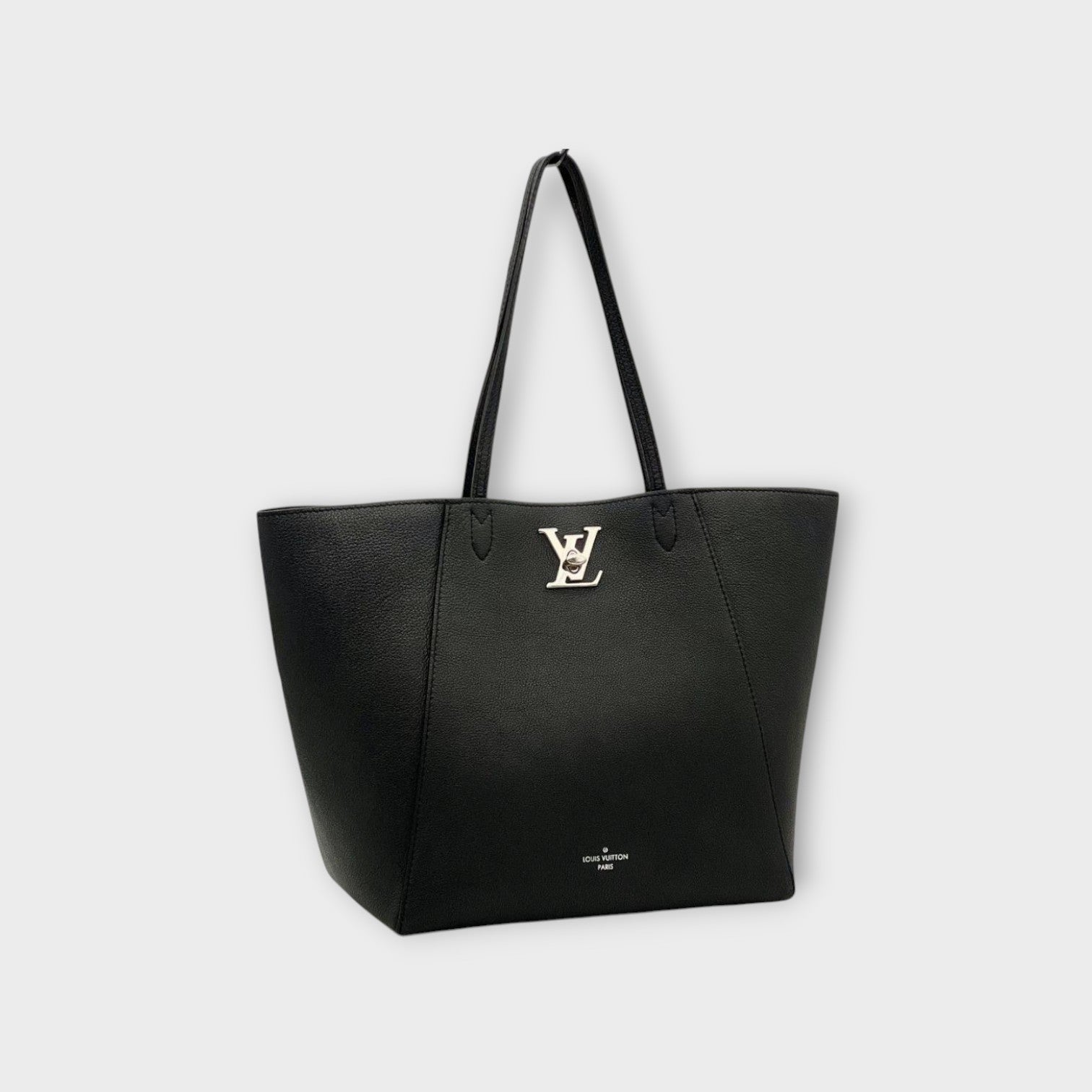 Louis Vuitton Lockme Cabas Tote Bag M42291 Black Leather Turn Lock 【A】
