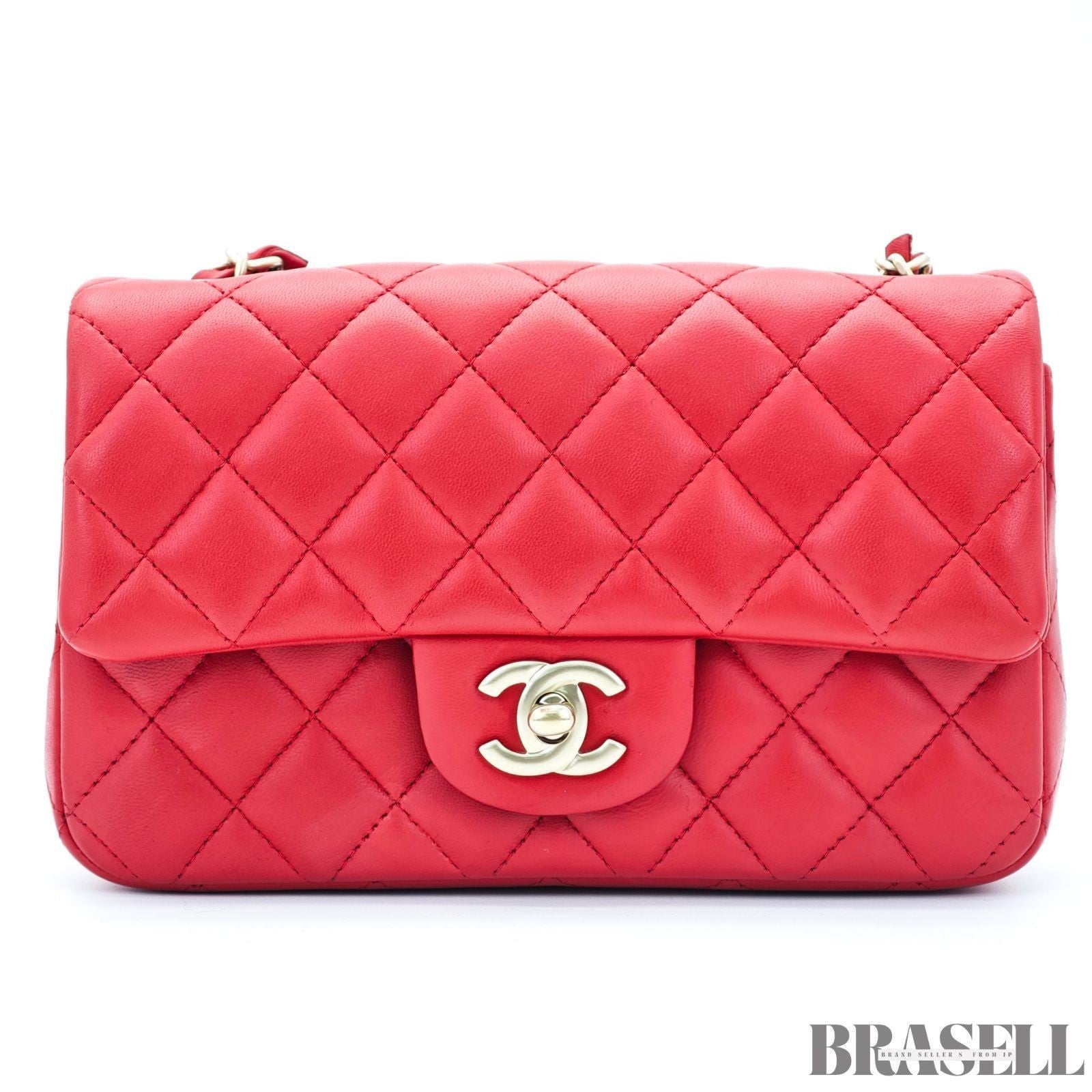 Chanel Mini Matelassé 20 Lambskin Single Flap Shoulder Bag Red Women
