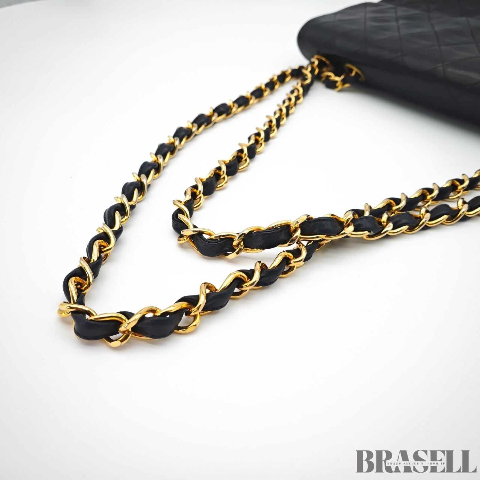 CHANEL Maxi Jumbo Matelasse Quilted Lambskin Chain Handbag Top Handle Bag Black