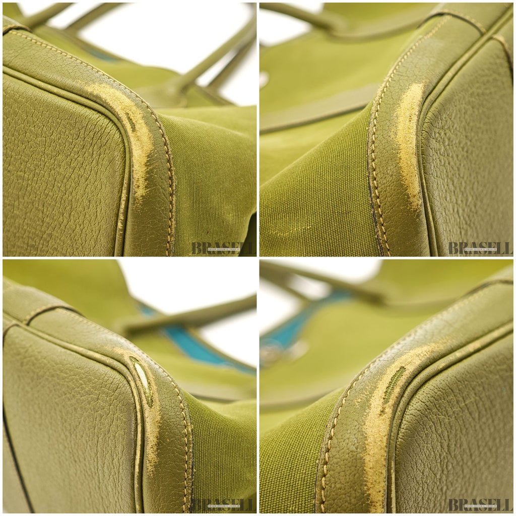 Hermès Garden Party PM Khaki Riken Tote Bag Handbag Toile Officier Leather