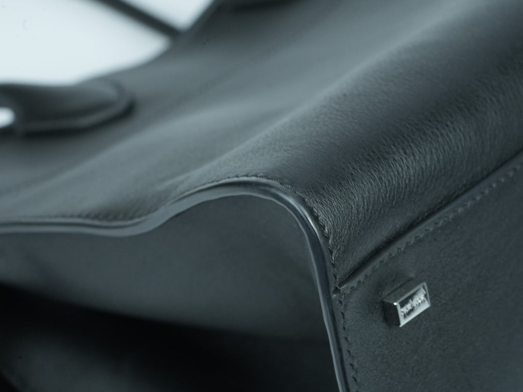 The Row Soft Margaux 15 Bag in Black saddle leather