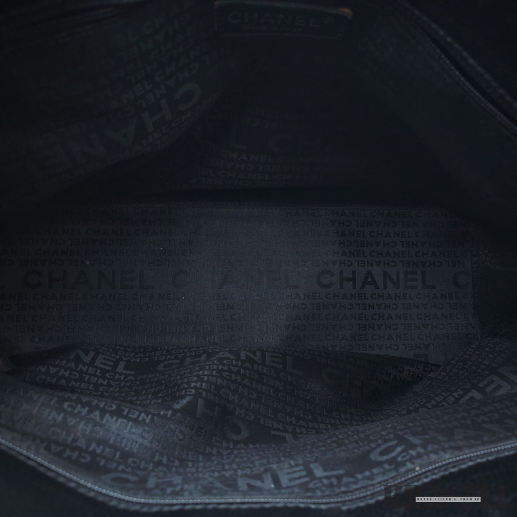 CHANEL Turnlock Caviar Skin Tote Bag Black Large CC Shoulder Bag Women's