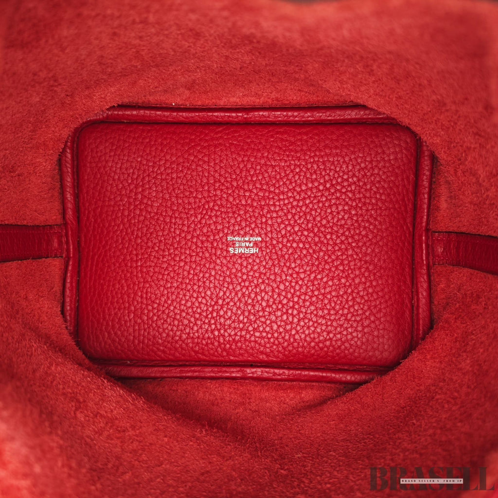 Hermes Picotin Lock PM Rouge De Coeur Bucket Bag With Box Dust Bag Padlock Key
