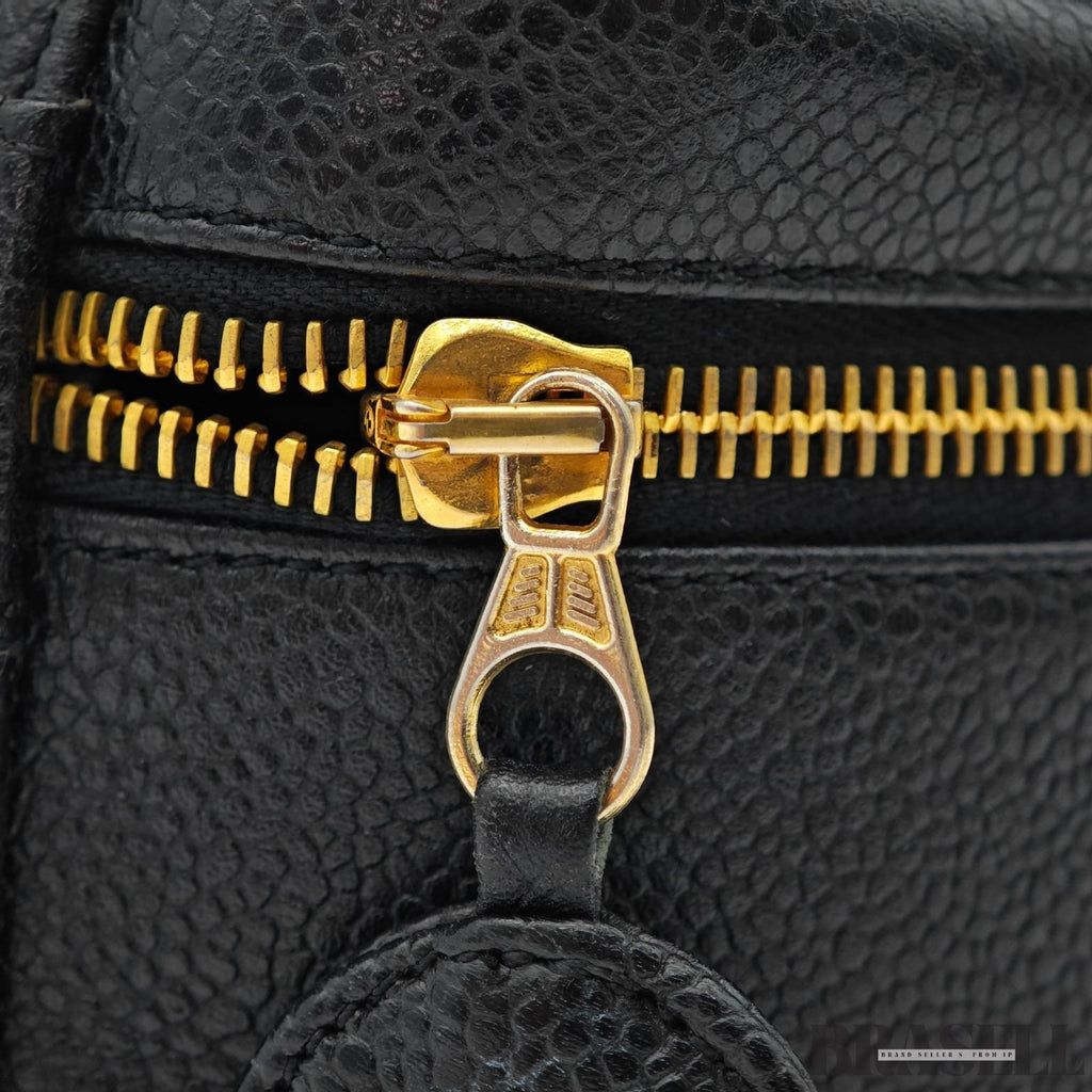CHANEL Coco Mark Vanity Bag Mini Black Cosmetic Bag Women's