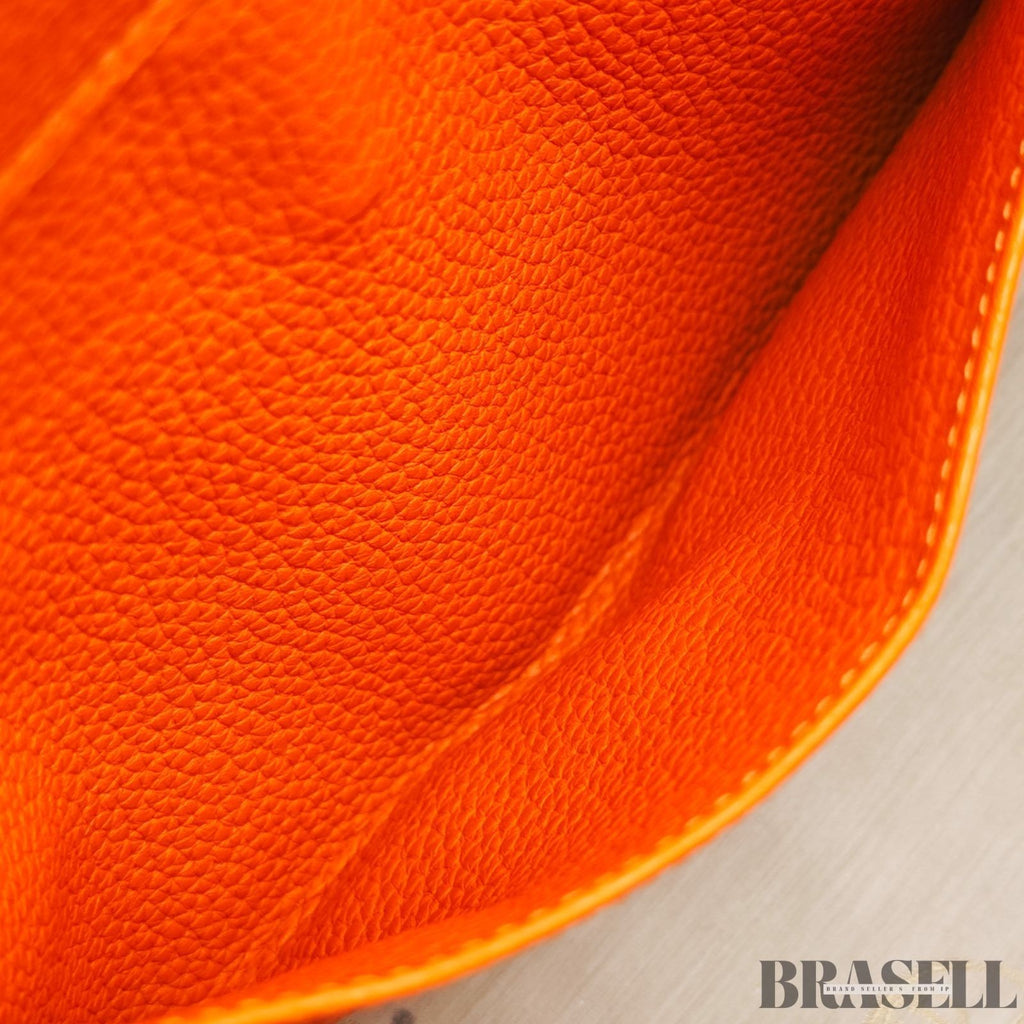 Hermes Atlas 42 Leather Bag Handbag Horizontal Orange Women's Shoulder Bag