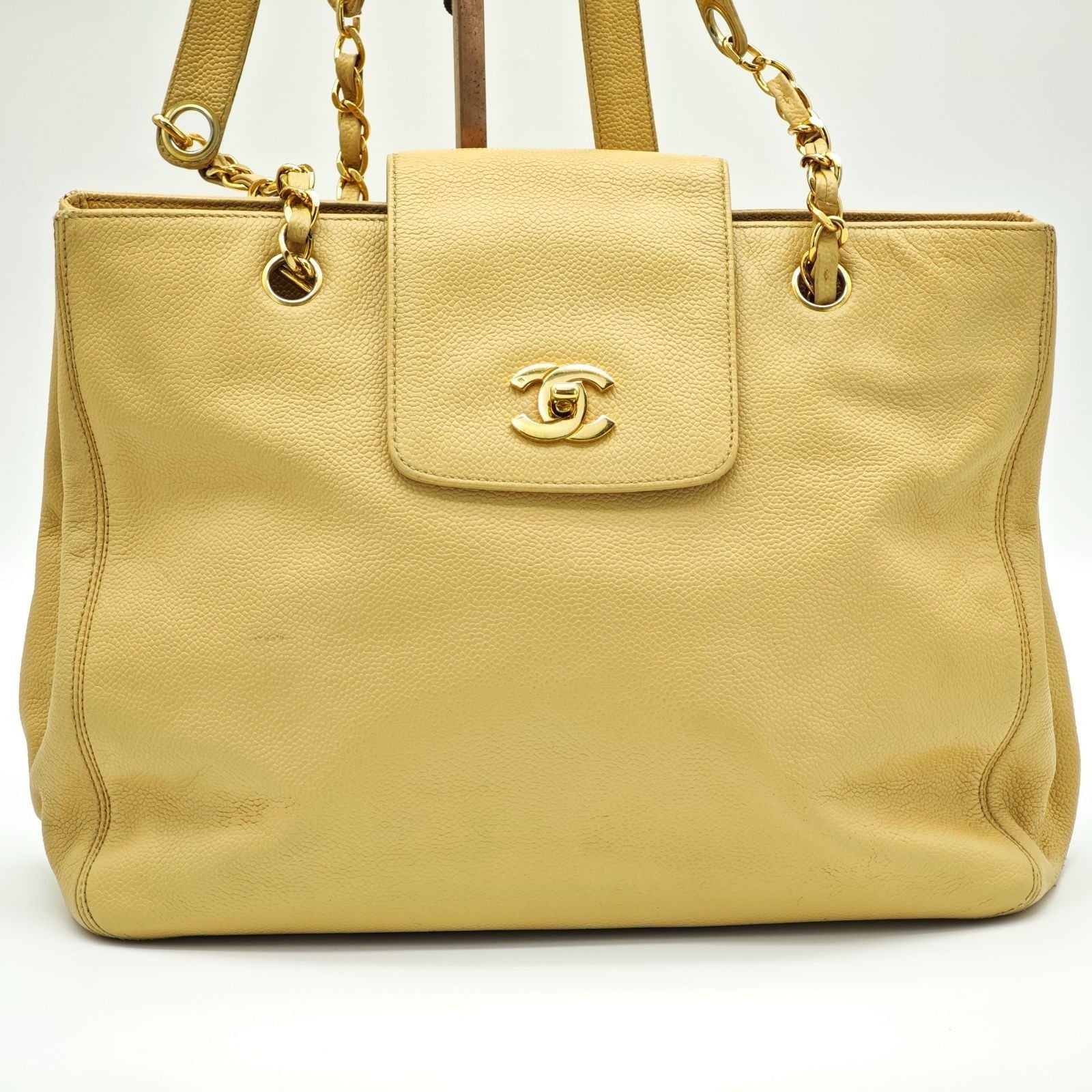CHANEL Turnlock Chain Tote Bag Beige Women's