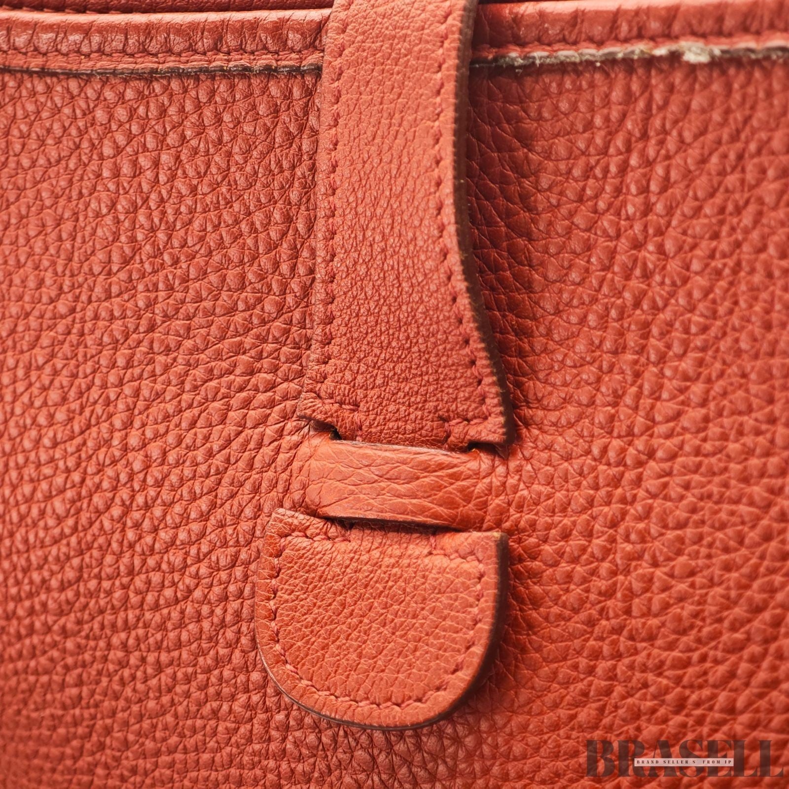 HERMES Evelyne II Shoulder Bag Brown Clemence Leather with Strap