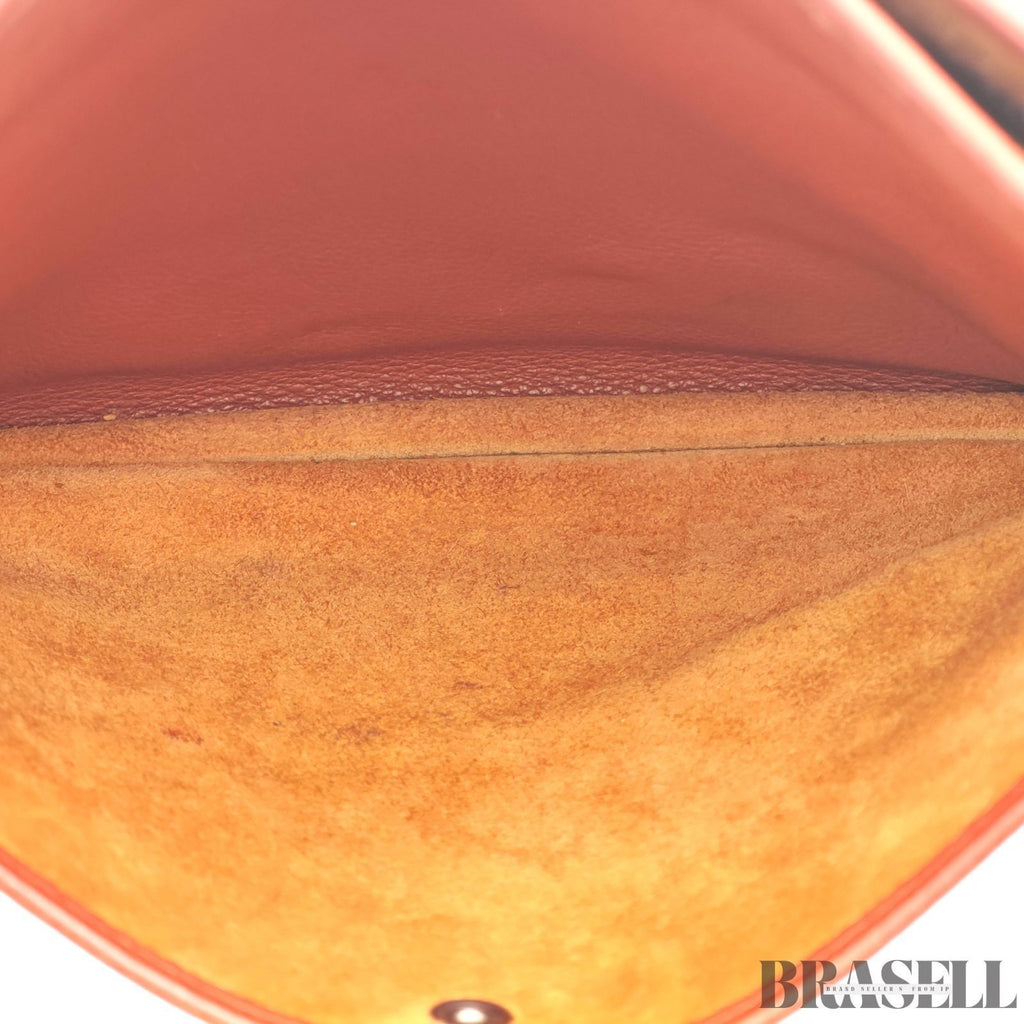 HERMES Evelyne II Shoulder Bag Brown Clemence Leather with Strap