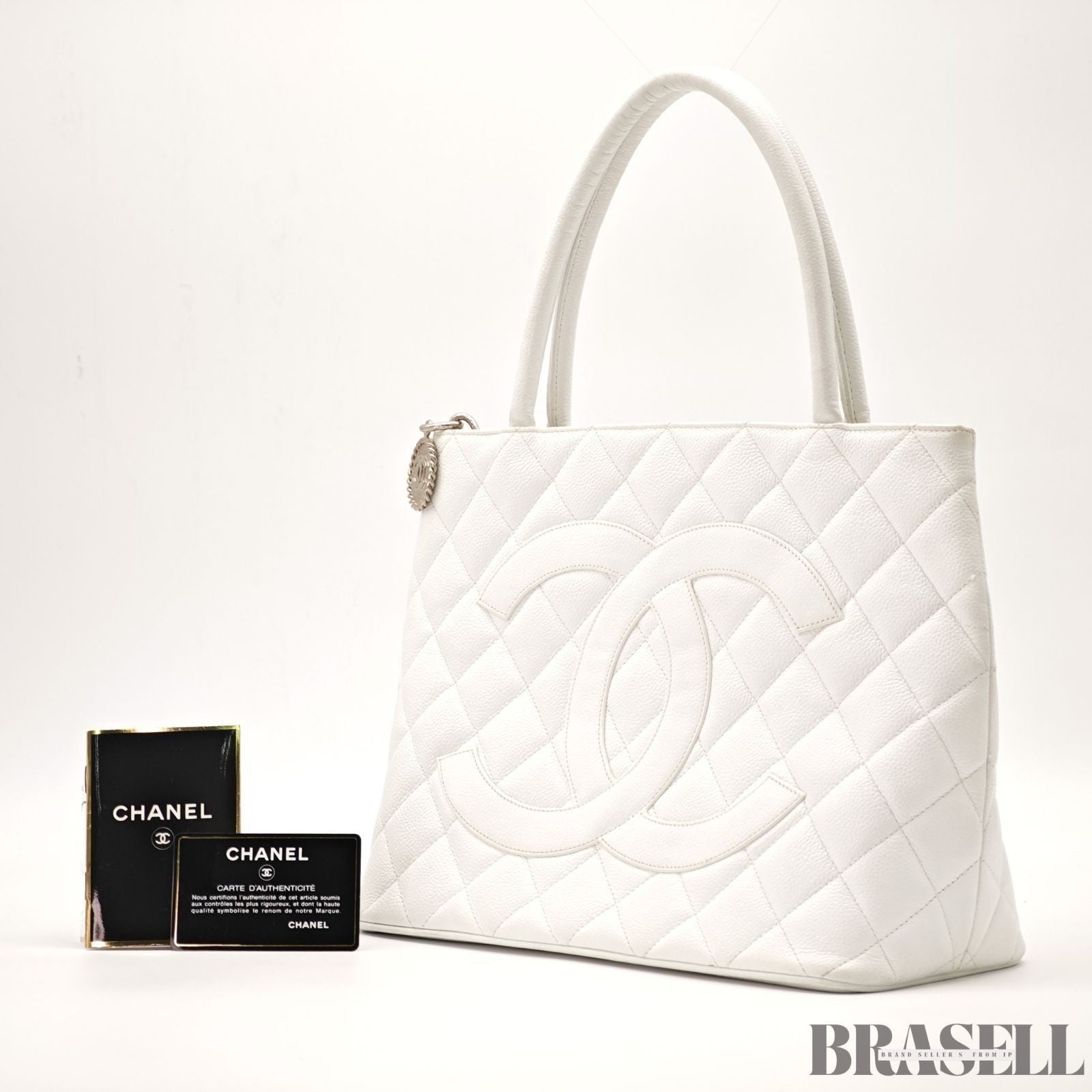 Chanel Reissue Tote Caviar Skin White Tote Bag White Women With Guarantee Card