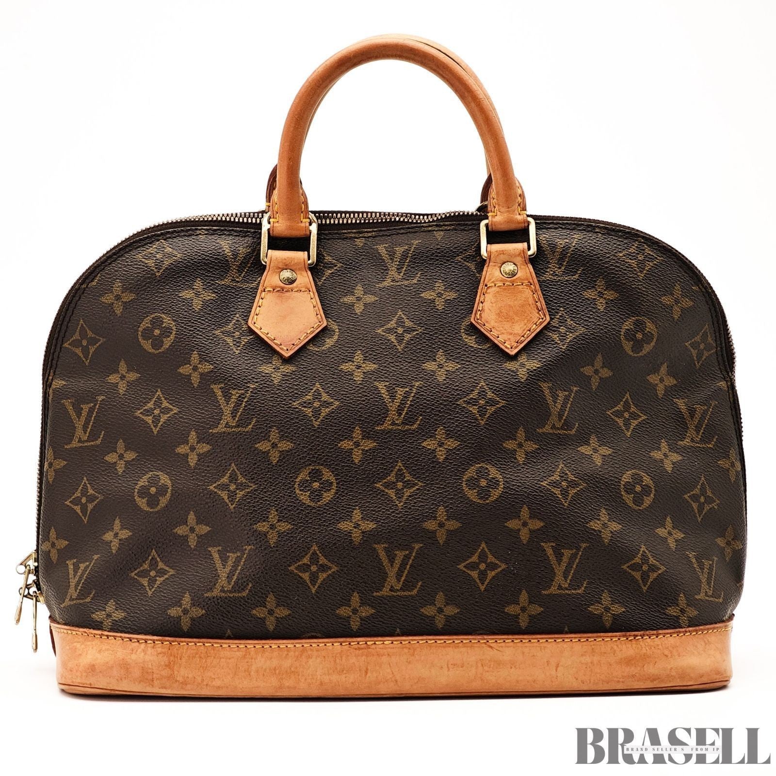 Louis Vuitton Alma PM M51130 Monogram Canvas Handbag Brown Unisex w/Padlock Key