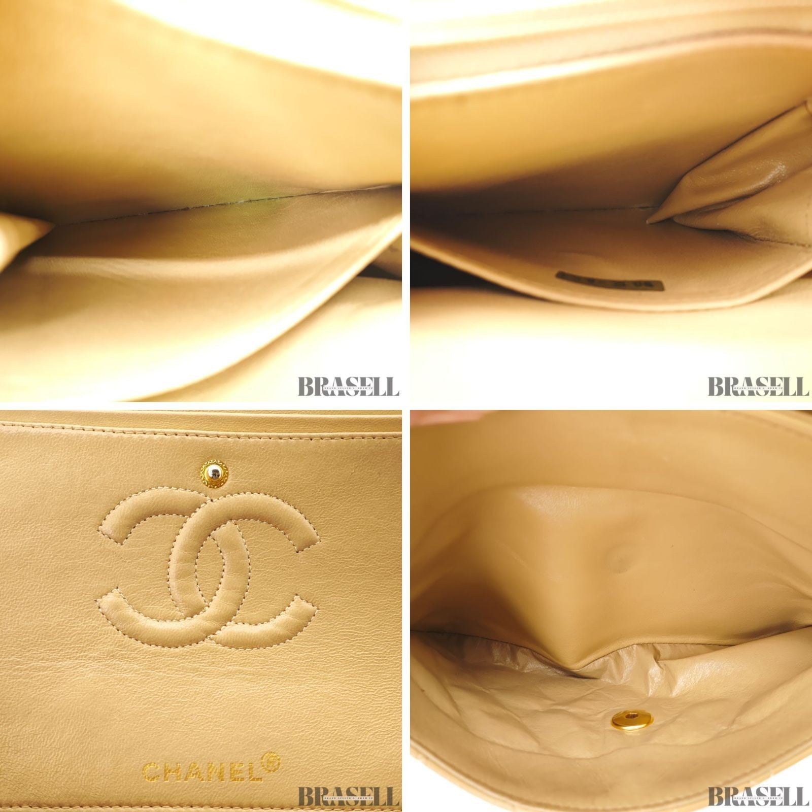 CHANEL Matelasse 25 Double Flap Lambskin 2-Way Shoulder Bag Beige Women's