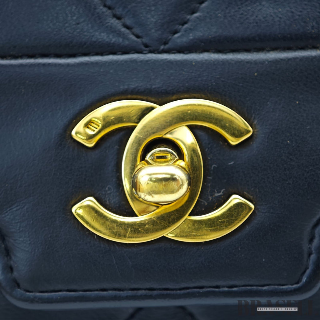 Chanel Lambskin Matelassé 25 S-Flap Shoulder Bag Small Black Ladies w/Dust Bag