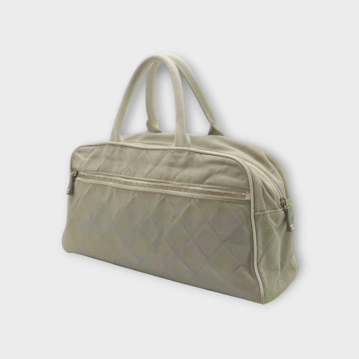 CHANEL Sports Line Matelasse Mini Boston Bag Canvas Leather Gray A15457 【B】