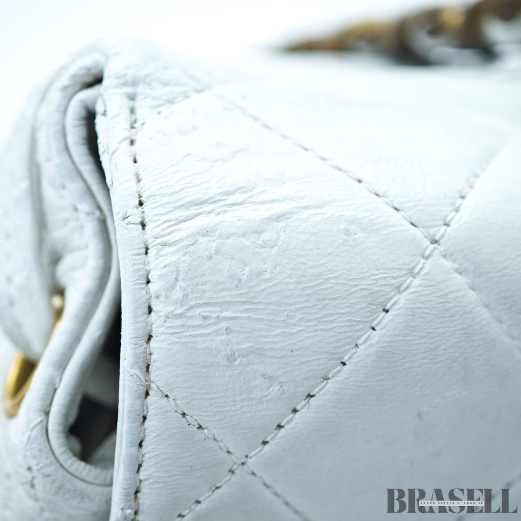 Chanel Matelassé Chain Backpack White Rucksack Bag Women Gold Hardware