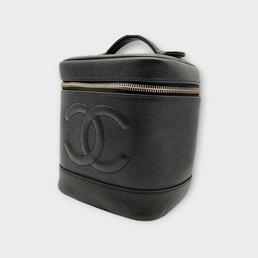 CHANEL Vanity Bag in Black Caviar Leather with Coco Mark