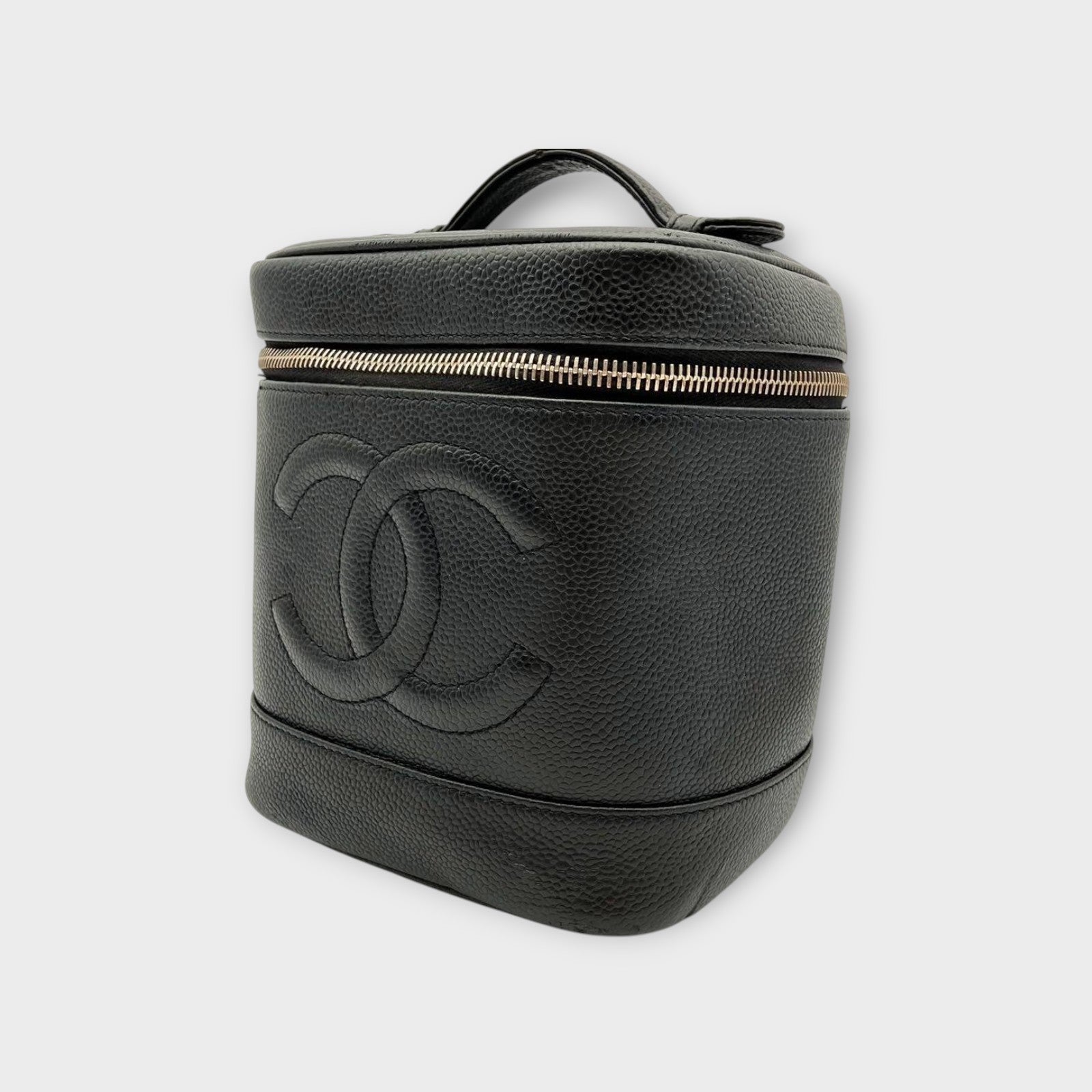 CHANEL Vanity Bag in Black Caviar Leather with Coco Mark