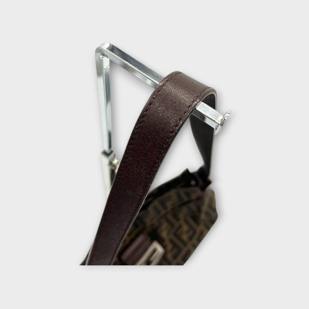 Fendi Mamma Baguette Zucca Pattern Shoulder Bag Brown Canvas Leather 【B】