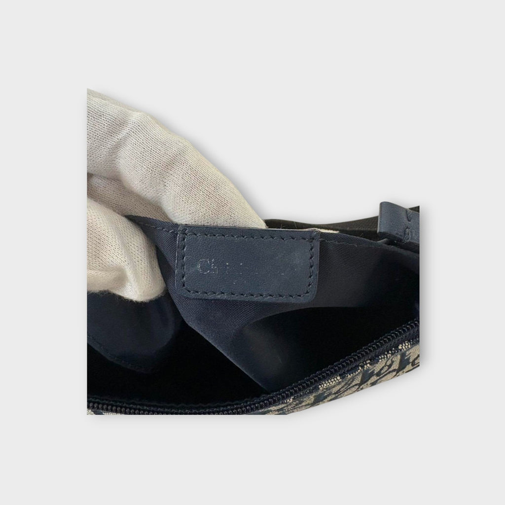 Christian Dior Trotter Accessory Pouch Shoulder Bag Navy Canvas Leather 【B】
