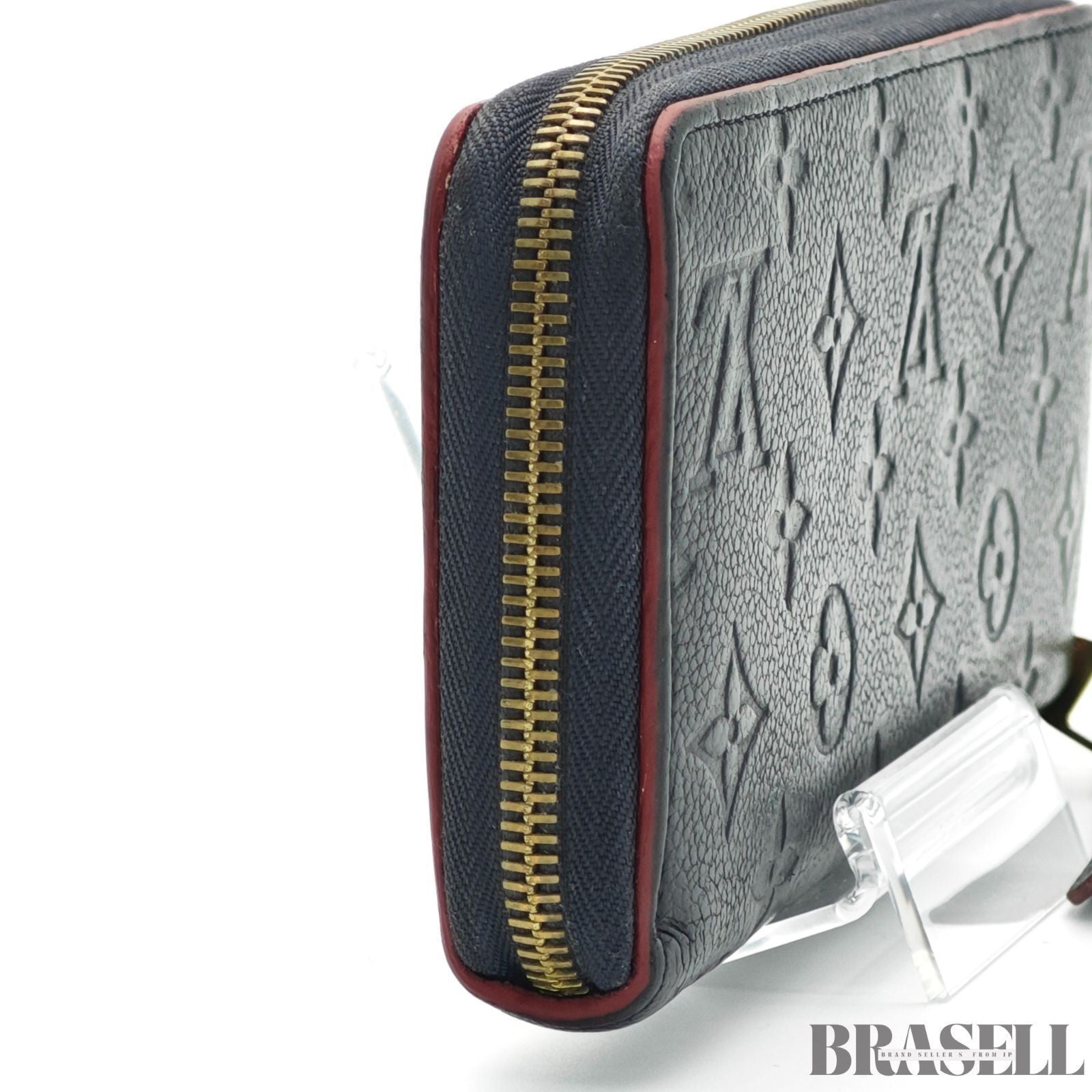 Louis Vuitton Monogram Empreinte Zippy Wallet Marine Rouge Leather M62121 Navy