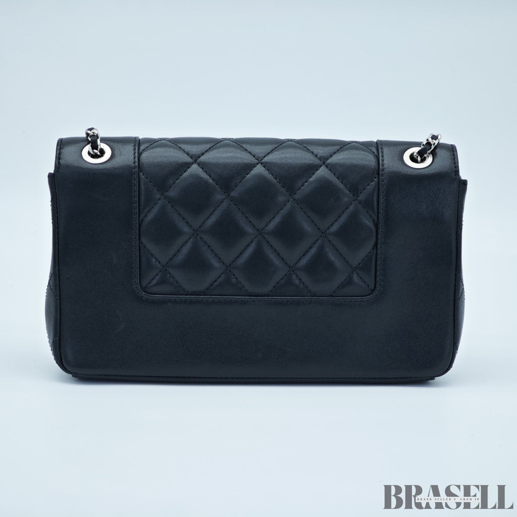CHANEL Mademoiselle Vintage Double Flap W A93083 Chain Shoulder Bag Black