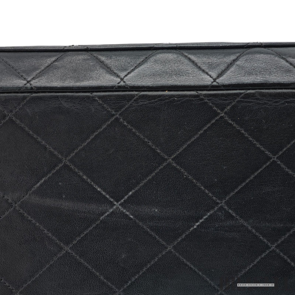 CHANEL Large Matelasse Flap Bag Lambskin Black Quilted Shoulder Bag Women's