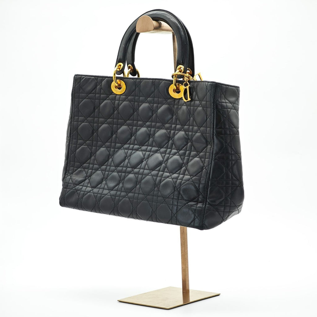 Dior Lady Dior Large 2-Way Bag Lage Black Women's