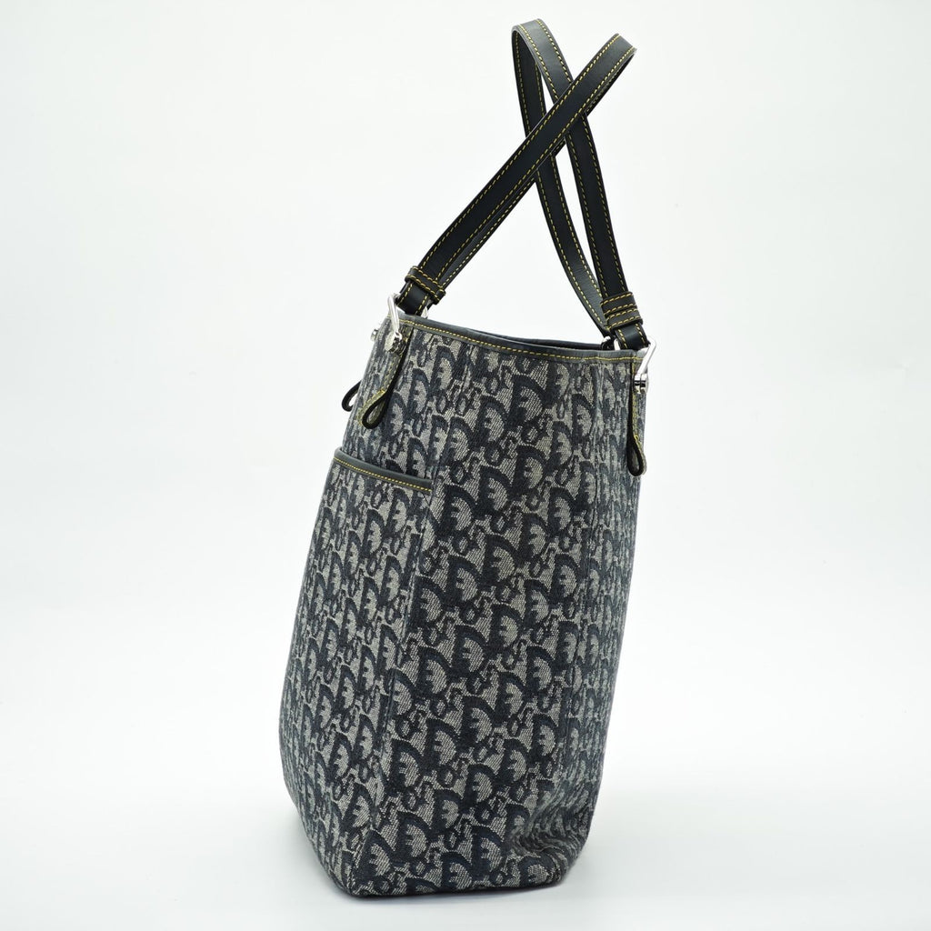 Dior Trotter Tote Bag Canvas and Leather Navy Color