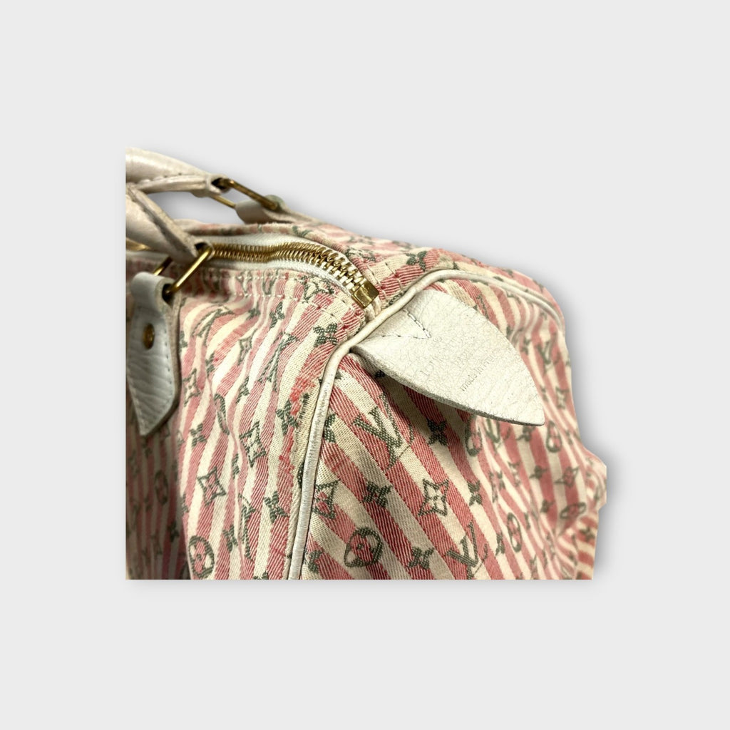 Louis Vuitton Monogram Mini Lin Croisette Speedy 30 Handbag Pink White M95501【B】