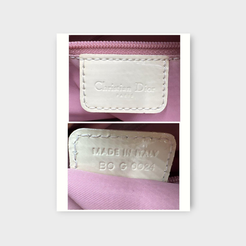 Christian Dior Trotter Pattern Mini Boston Bag Tote Bag Leather PVC Pink 【A】