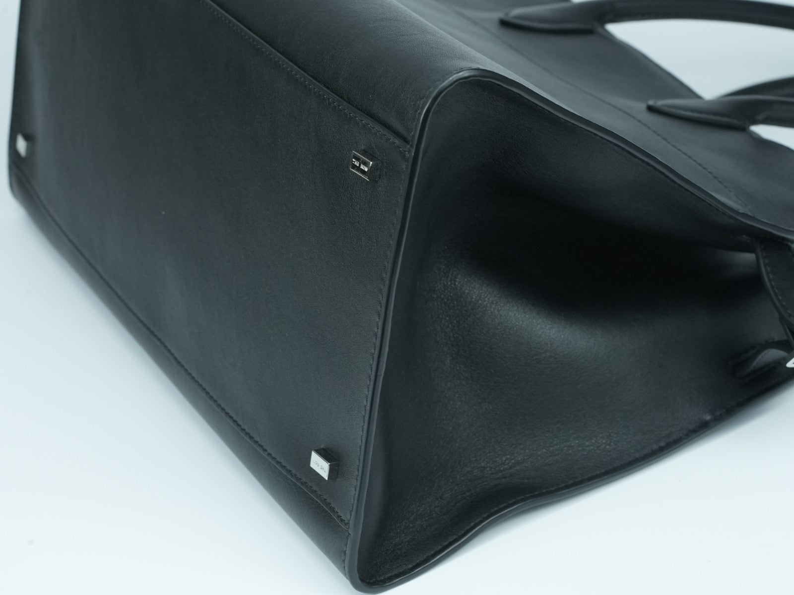 The Row Soft Margaux 15 Bag in Black saddle leather