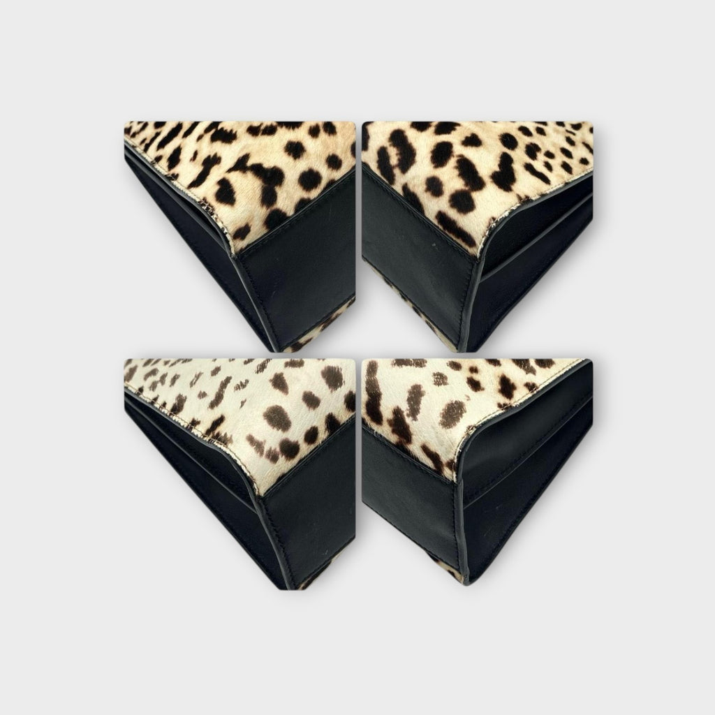 Gucci Nymphaea Bamboo Leopard 2WAY Handbag 459076 Beige Black Haircalf Leathe【A】
