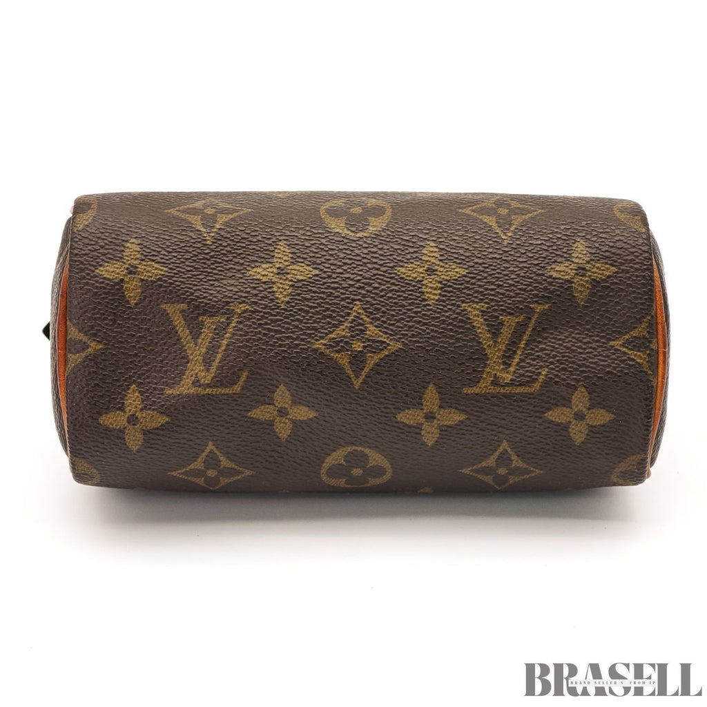 Auth Louis Vuitton Monogram Mini Speedy Hand Bag M41534 Mini Boston Bag Brown