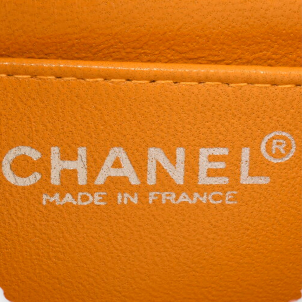 CHANEL Mini Matelasse Coco Mark Single Flap Chain Shoulder Bag Enamel Orange