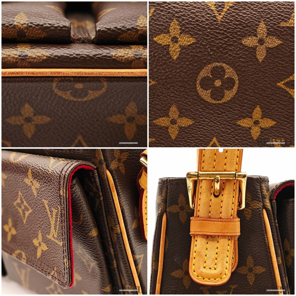 Louis Vuitton Vivacite MM M51164 Bag Handbag Monogram Brown With Box Dust Bag