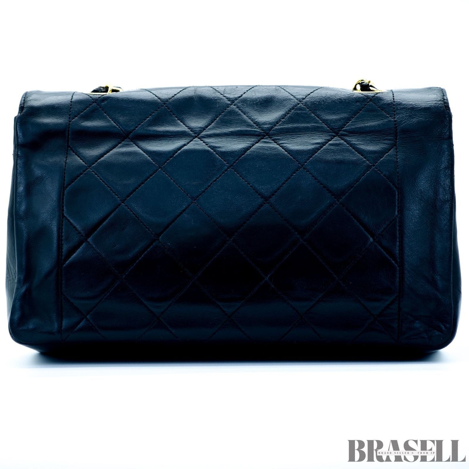Chanel Matelassé Coco Mark Diana Shoulder Bag Flap Compact Black Leather Women