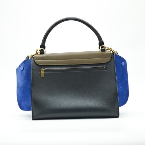 CELINE Trapeze Small 2-Way Bag Black with Flap with Shoulder Strap