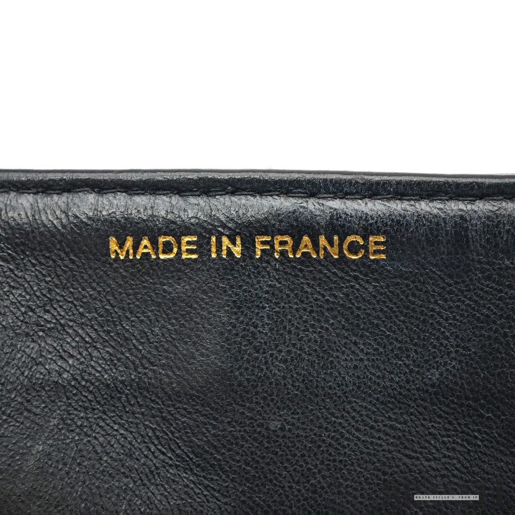 CHANEL Matelasse 30 Flap Chain Shoulder Bag Lamb Skin Black Gold CC Auth