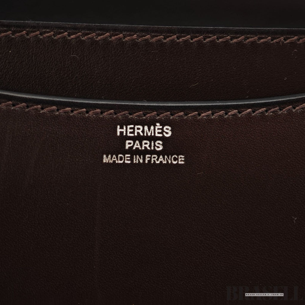 HERMES Constance 3 Mini Shoulder Bag Vos Swift Chocolate Silver Hardware