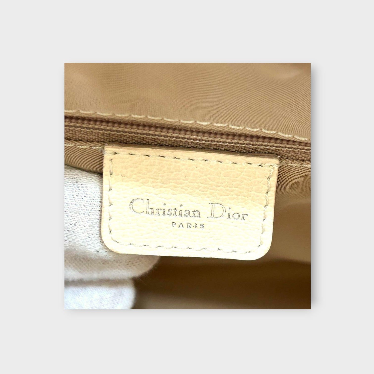 Dior Trotter PVC Leather Floral Handbag Tote Bag Beige Silver Hardware 【B】