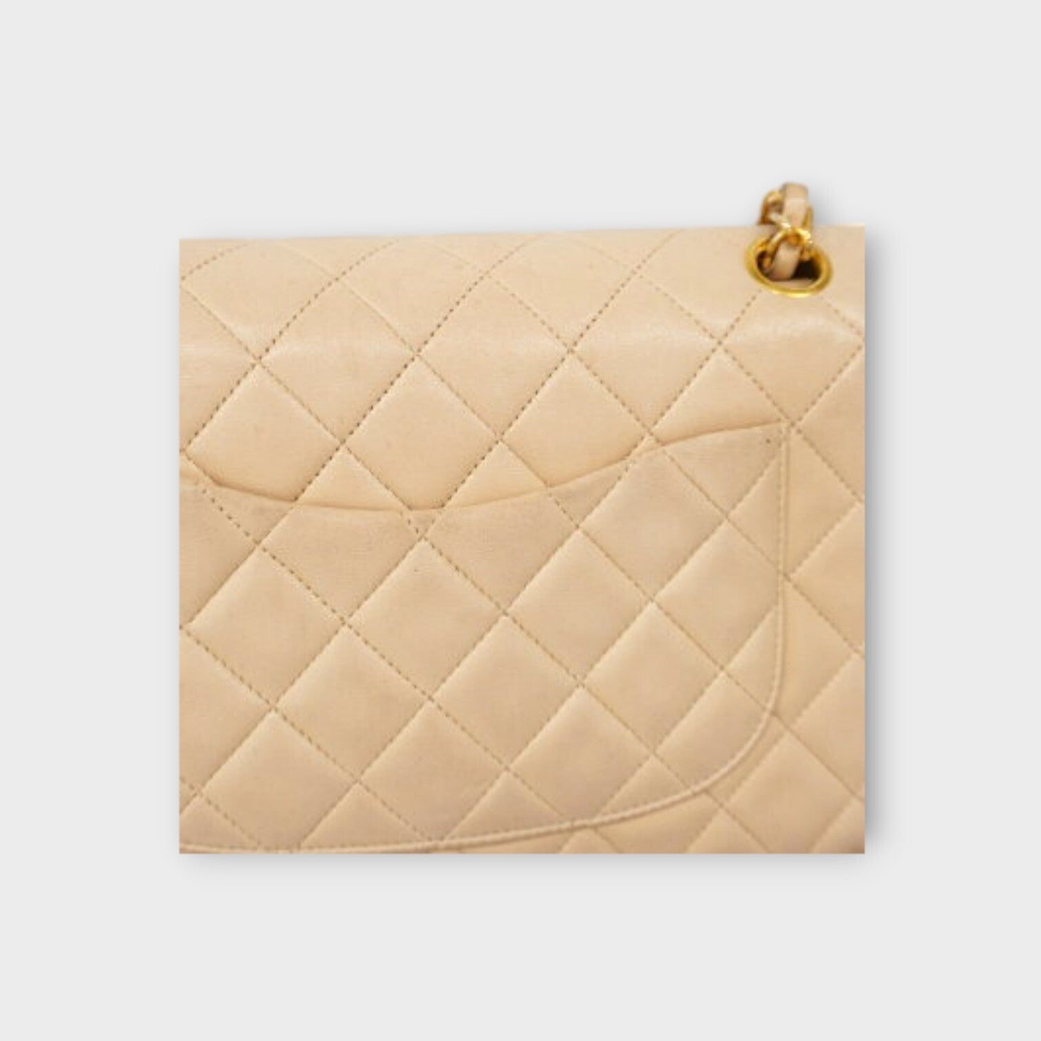 CHANEL Matrasse W chain shoulder bag handbag beige leather