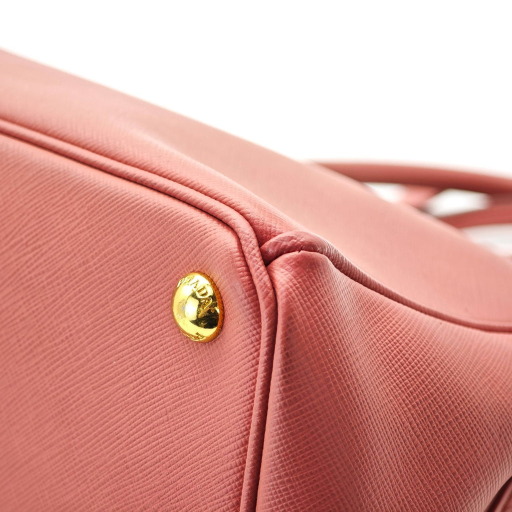 PRADA Saffiano Leather Galleria 2-Way Handbag/Tote Bag Pink with Shoulder Strap