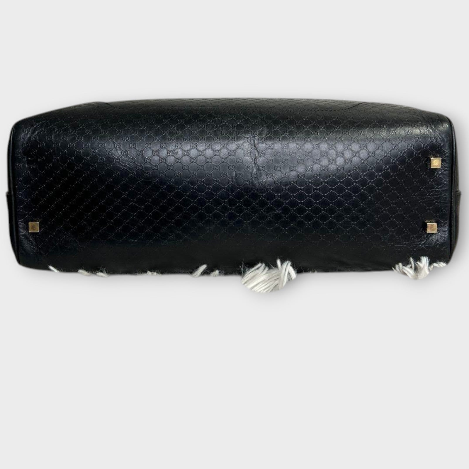 GUCCI Mini Boston Bag Handbag Logo Microguccissima Black Leather