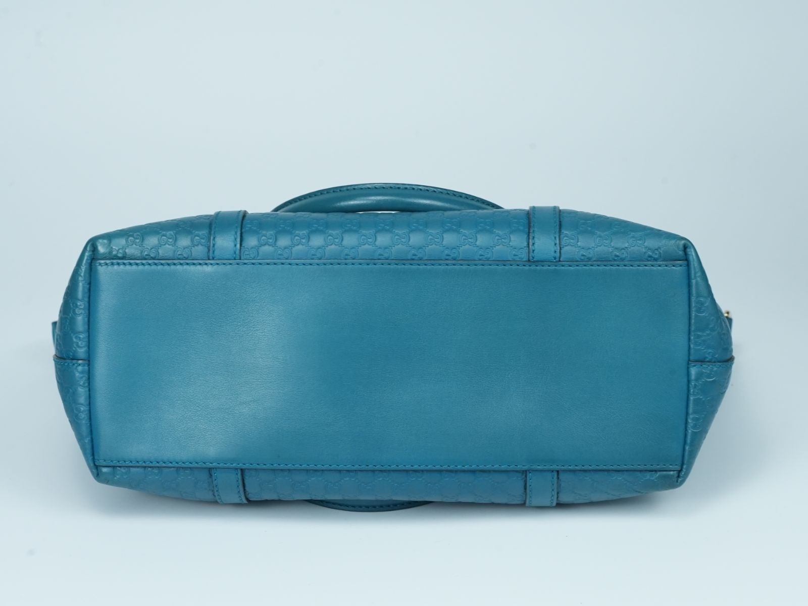 GUCCI Microguccissima GG Pattern Leather Tote Bag Emerald Blue